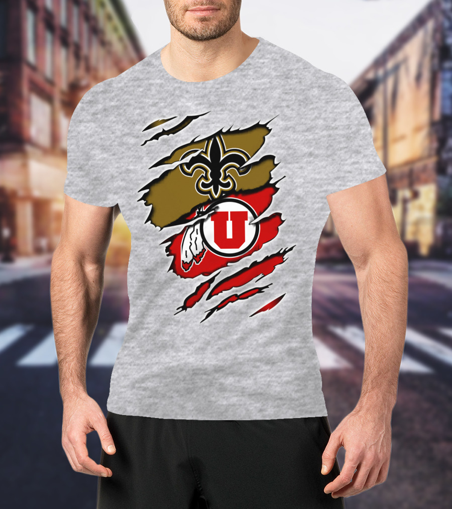 New Orleans Saints Utah Utes Torn Claw T-Shirt