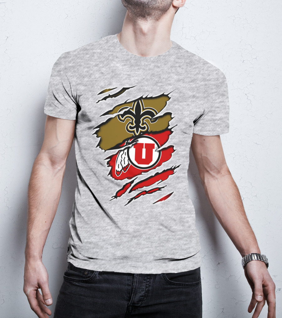 New Orleans Saints Utah Utes Torn Claw T-Shirt