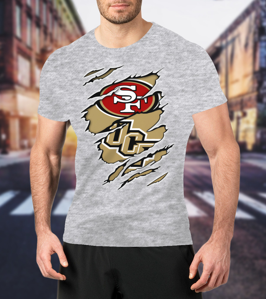 San Francisco 49ers And UCF Knights Torn T-Shirt
