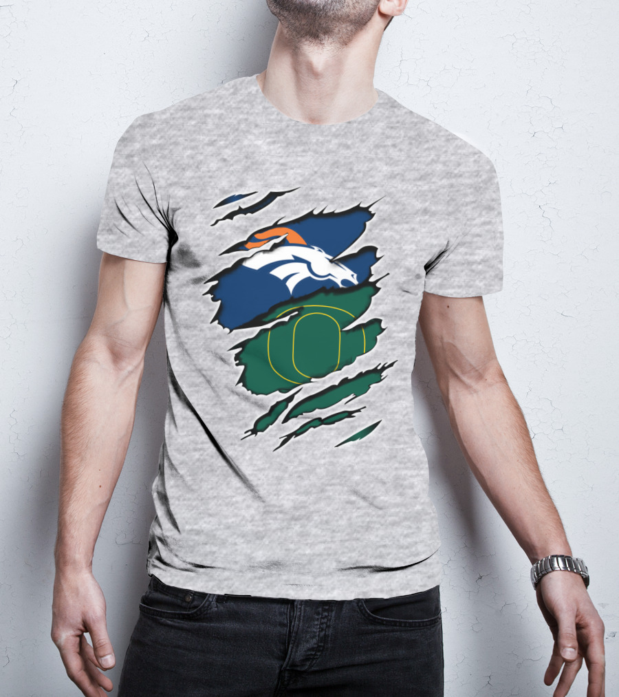 Broncos Ducks Layered Tear Concept T-Shirt