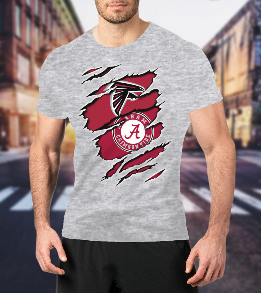 Alabama Crimson Tide Falcons Logo Torn T-Shirt