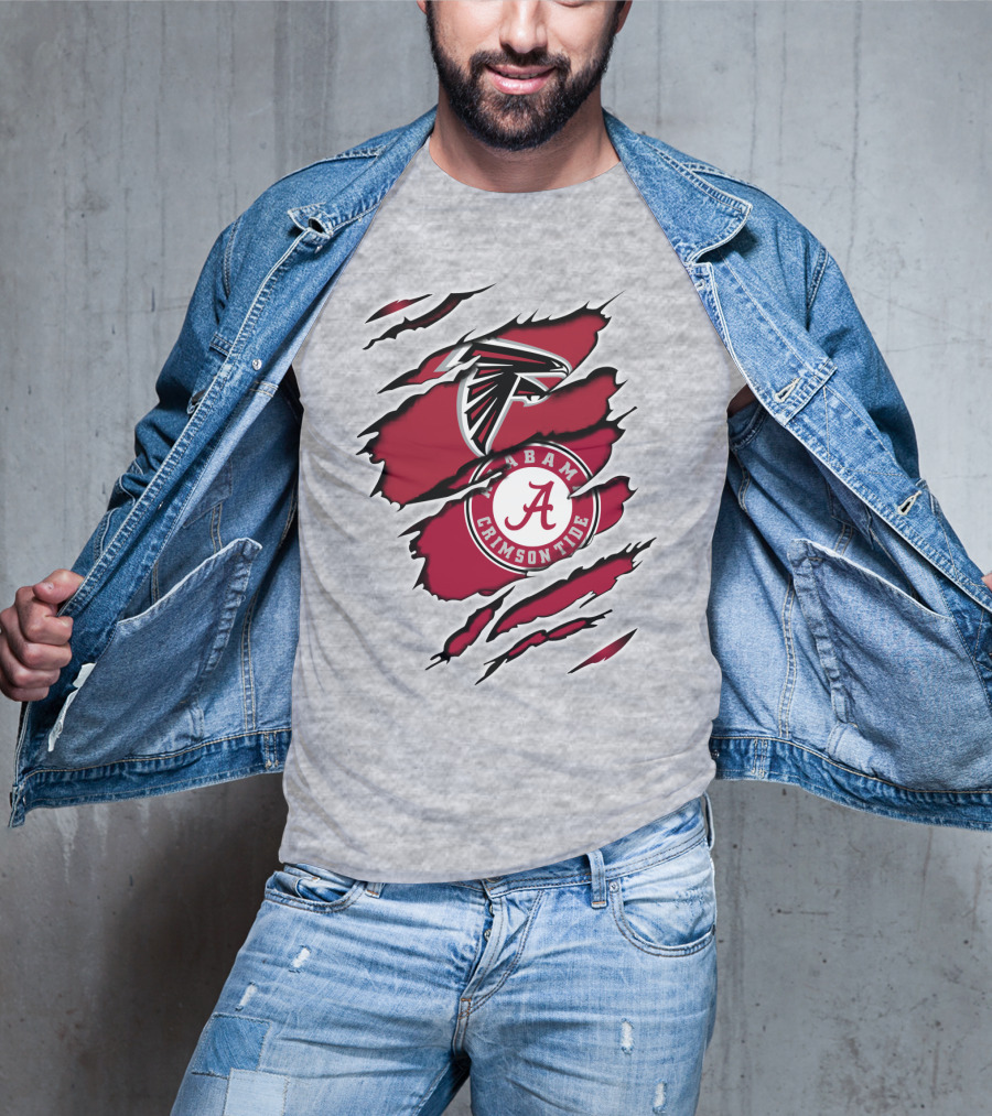 Alabama Crimson Tide Falcons Logo Torn T-Shirt
