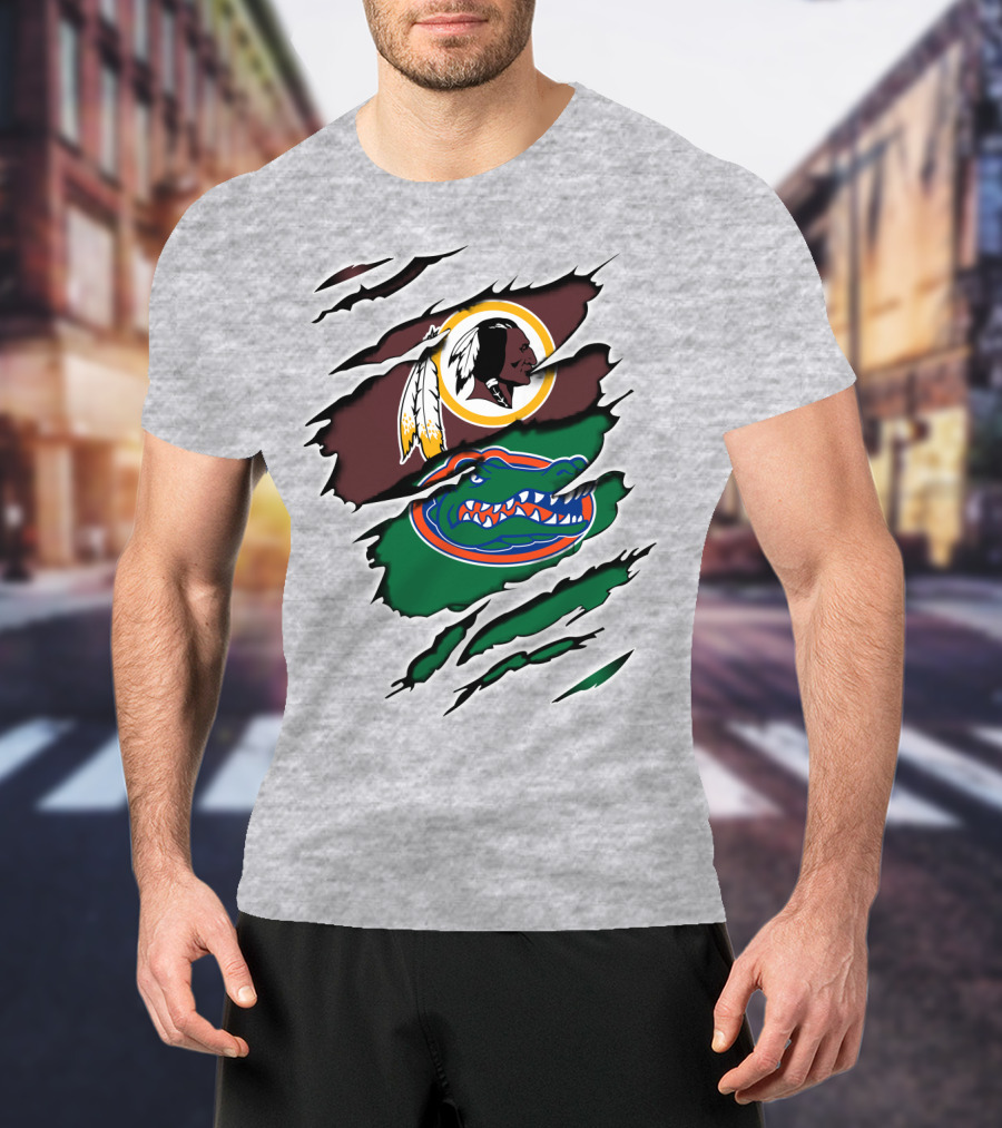 Redskins Gators Logos Claw Marks T-Shirt
