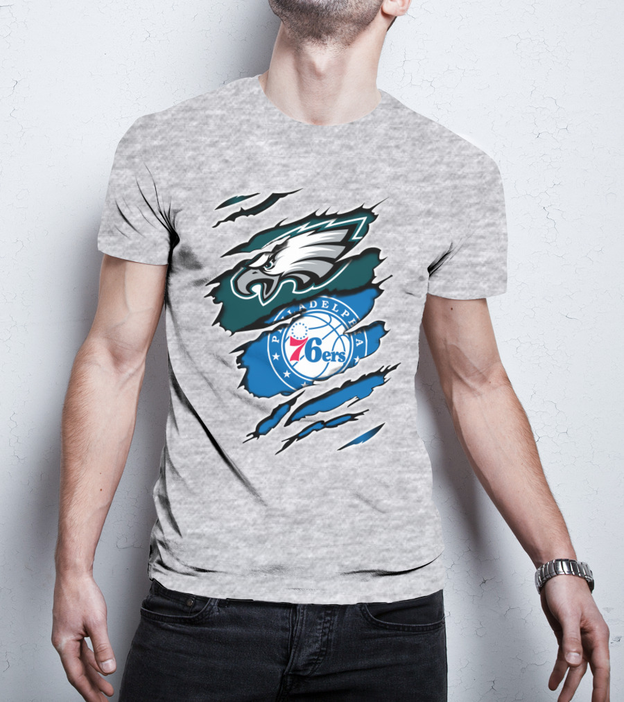 Philadelphia Eagles 76ers Rip Claw T-Shirt