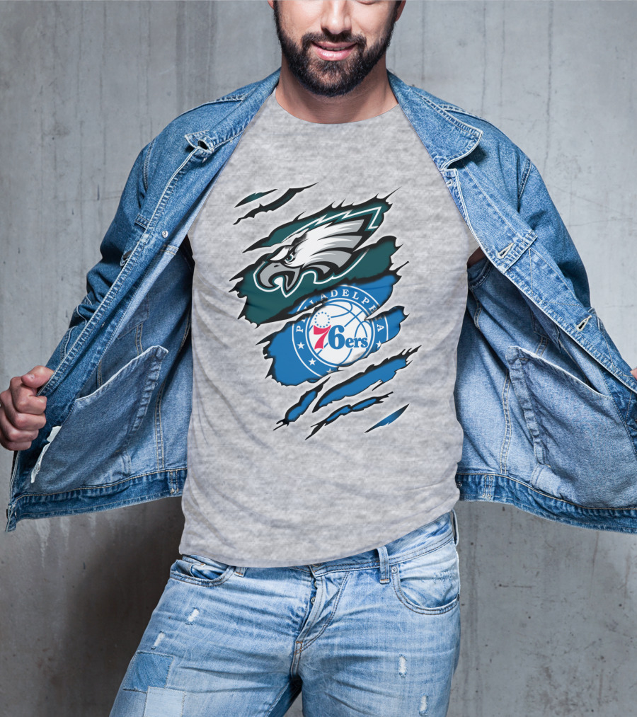 Philadelphia Eagles 76ers Rip Claw T-Shirt