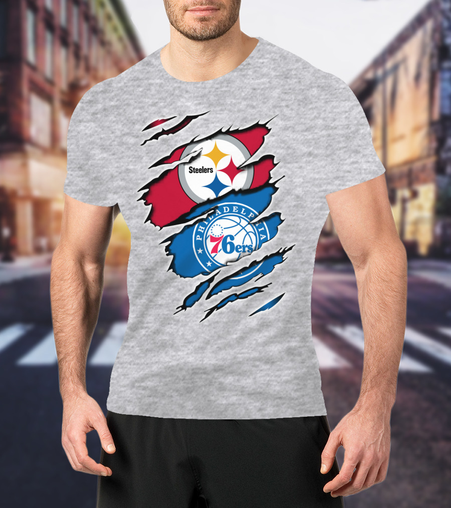 Steelers Philadelphia 76ers Logo Mashup T-Shirt