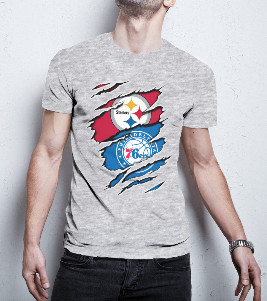Steelers Philadelphia 76ers Logo Mashup T-Shirt