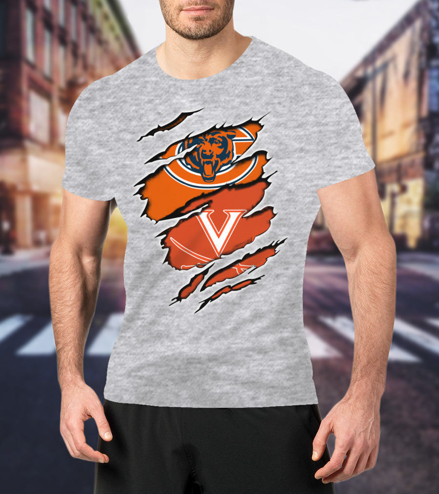 Bears Cavaliers Logo Fusion Football Fan T-Shirt