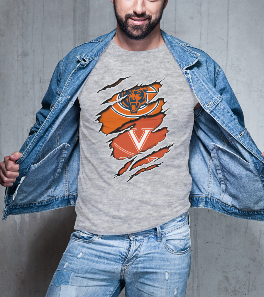Bears Cavaliers Logo Fusion Football Fan T-Shirt