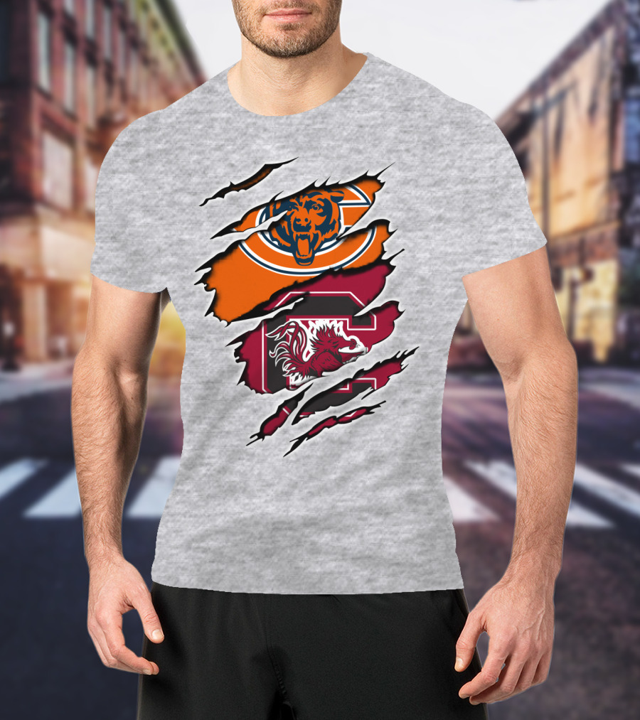 Bears Gamecocks Football Claw Marks Logo Mashup T-Shirt