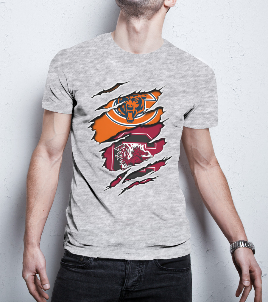 Bears Gamecocks Football Claw Marks Logo Mashup T-Shirt