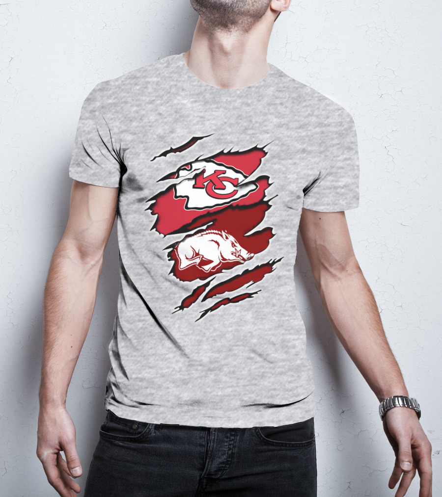 Kansas City Chiefs Arkansas Razorbacks Claw Rip Fusion T-Shirt