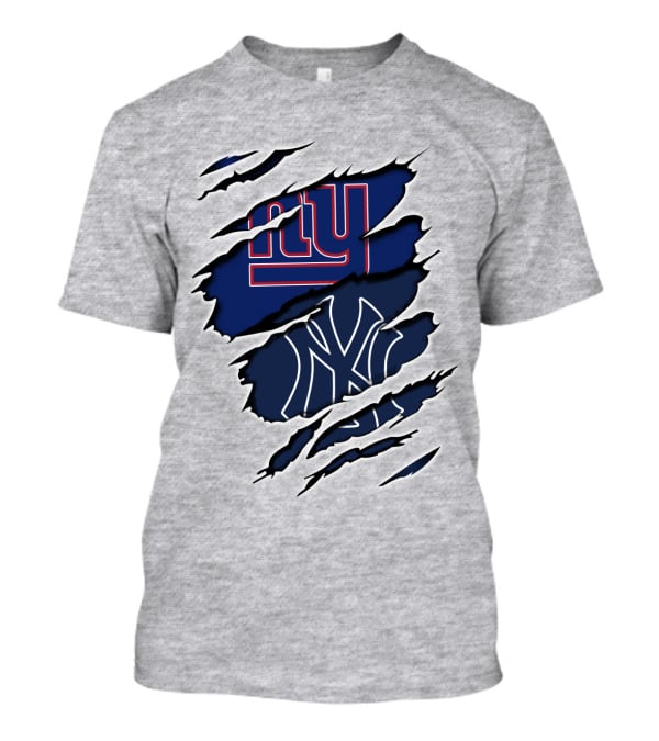 Giants Yankees Giants Yankees Logos With Claw Marks T-Shirt