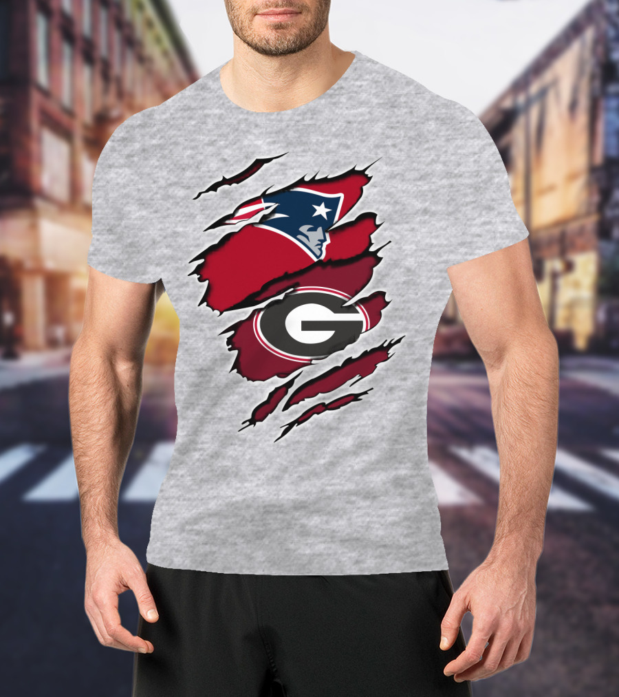 Patriots Bulldogs New England Georgia Fans Mashup T-Shirt