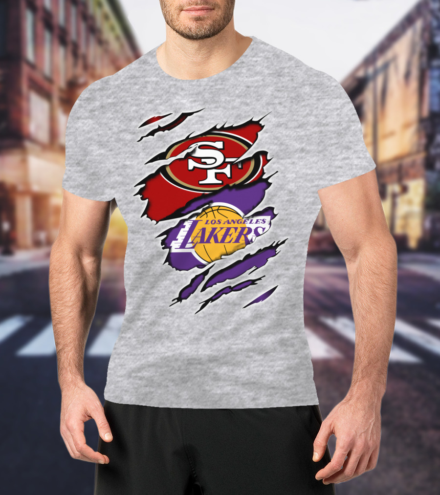 49ERS SF Los Angeles Lakers Logo Mashup T-Shirt