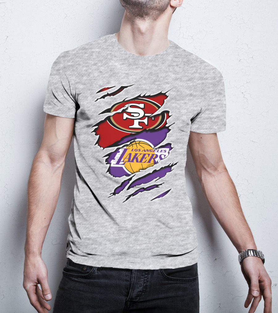 49ERS SF Los Angeles Lakers Logo Mashup T-Shirt