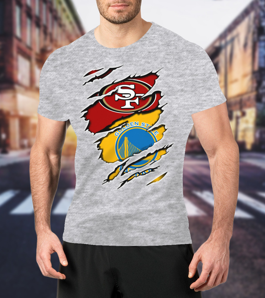 49ERS Golden State Warriors SF Logo Tear T-Shirt