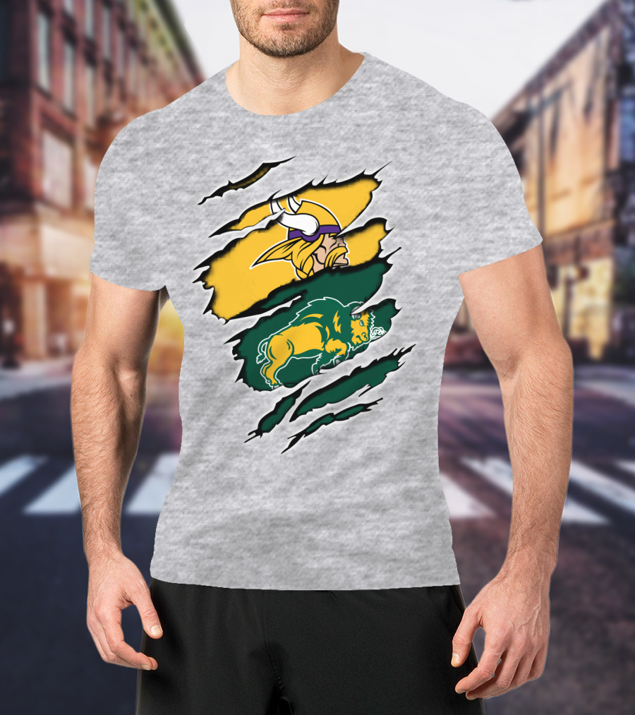 Vikings Logo With Bison Imagery Dakota T-Shirt