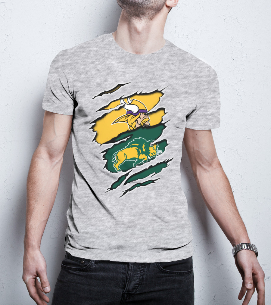 Vikings Logo With Bison Imagery Dakota T-Shirt