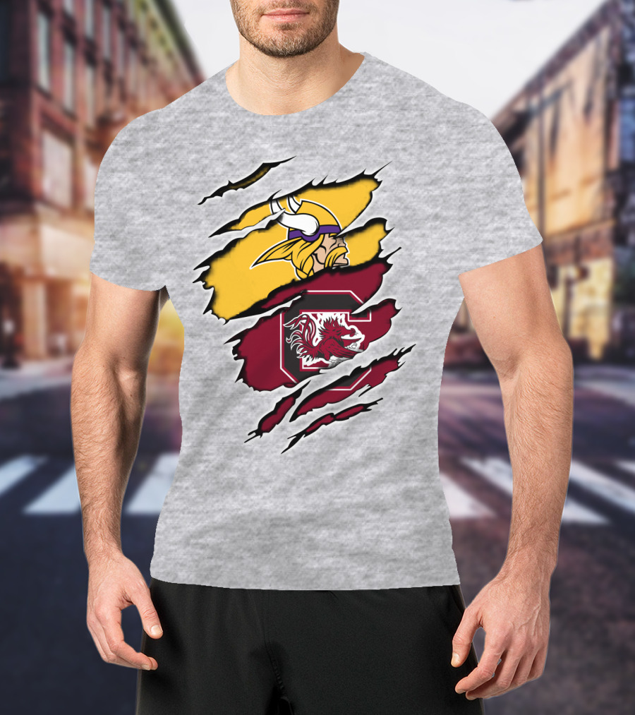 Vikings Gamecocks Merge NFL Minnesota And NCAA South Carolina T-Shirt