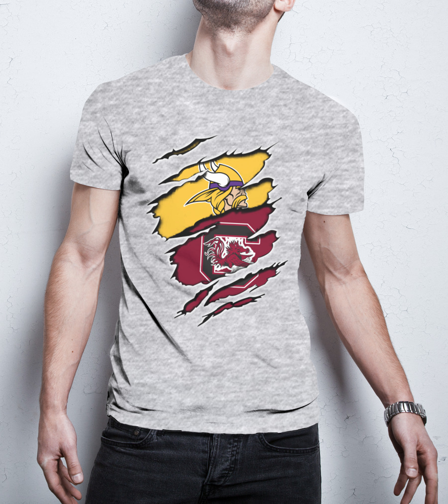 Vikings Gamecocks Merge NFL Minnesota And NCAA South Carolina T-Shirt