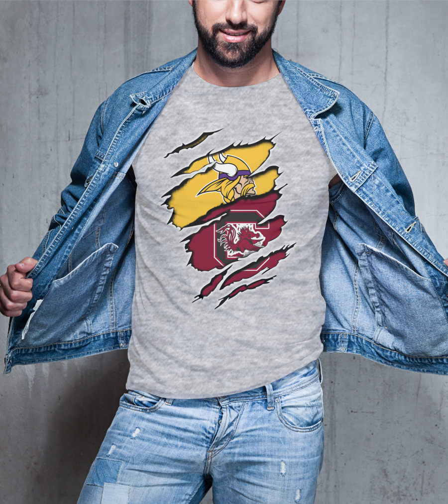 Vikings Gamecocks Merge NFL Minnesota And NCAA South Carolina T-Shirt