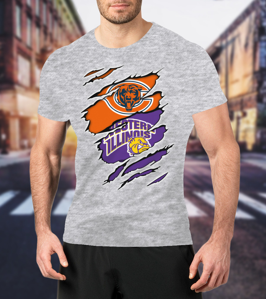 Chicago Bears Western Illinois Leathernecks Claw Marks T-Shirt