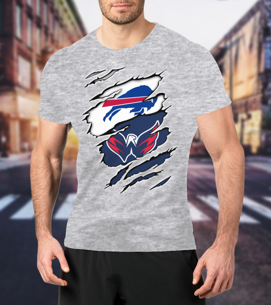 Buffalo Bills Washington Capitals Ripped Claw Marks T-Shirt