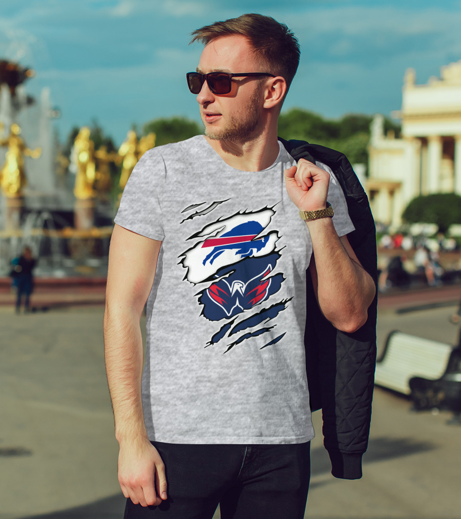 Buffalo Bills Washington Capitals Ripped Claw Marks T-Shirt