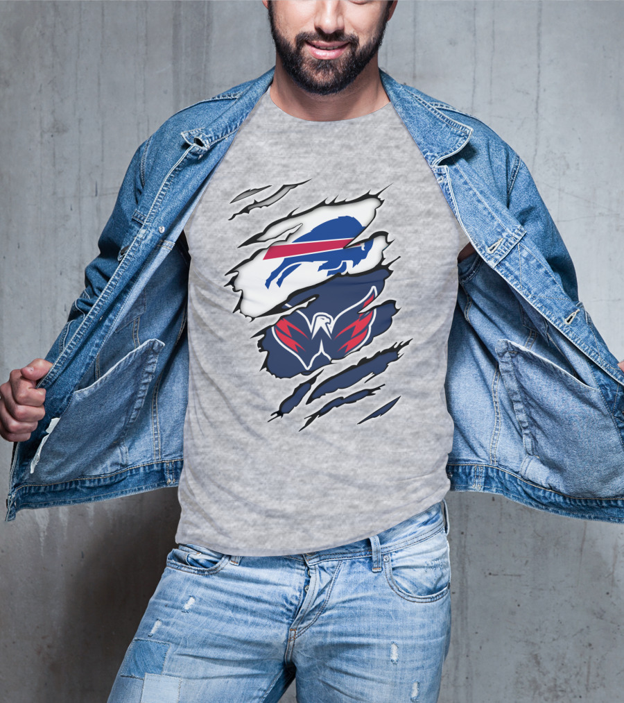 Buffalo Bills Washington Capitals Ripped Claw Marks T-Shirt
