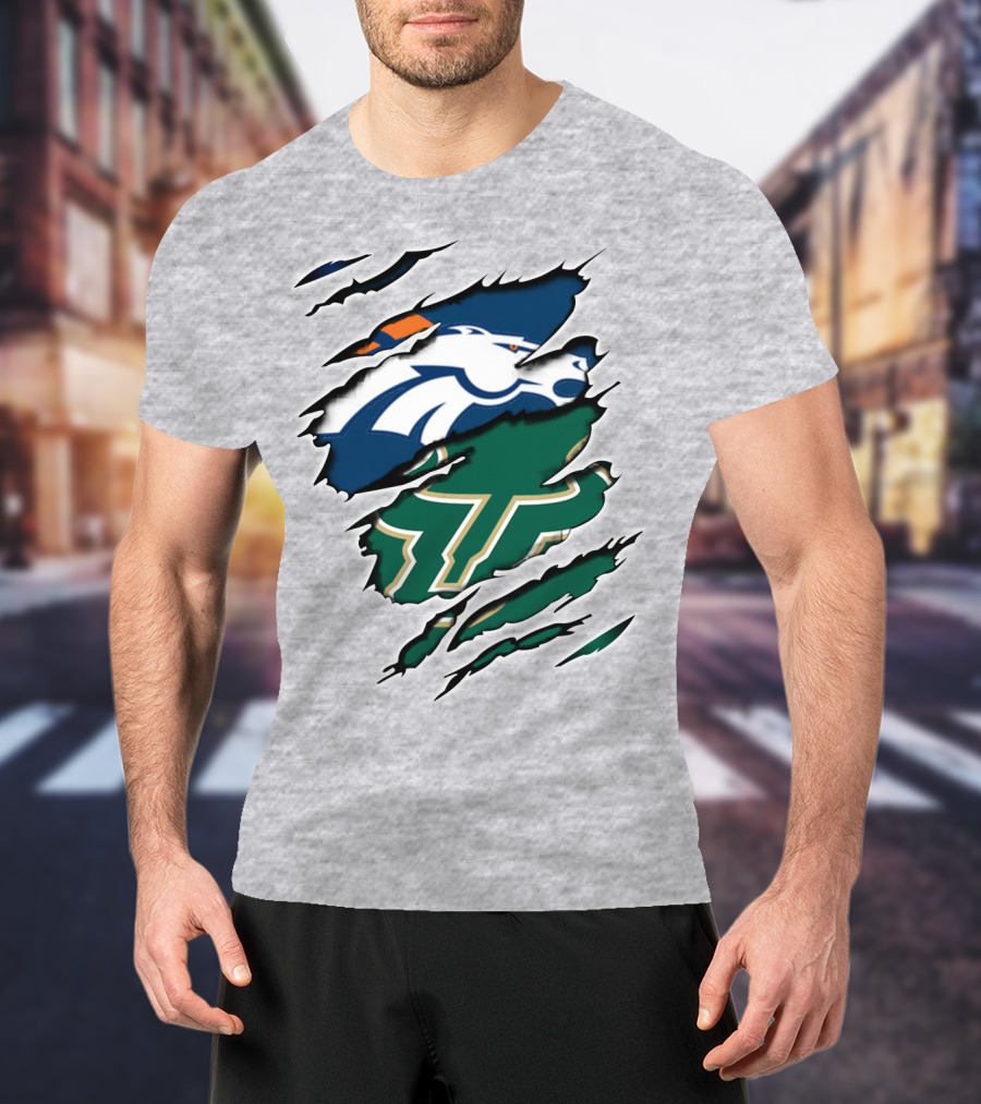 Broncos Bulls Logo Combination Tear T-Shirt