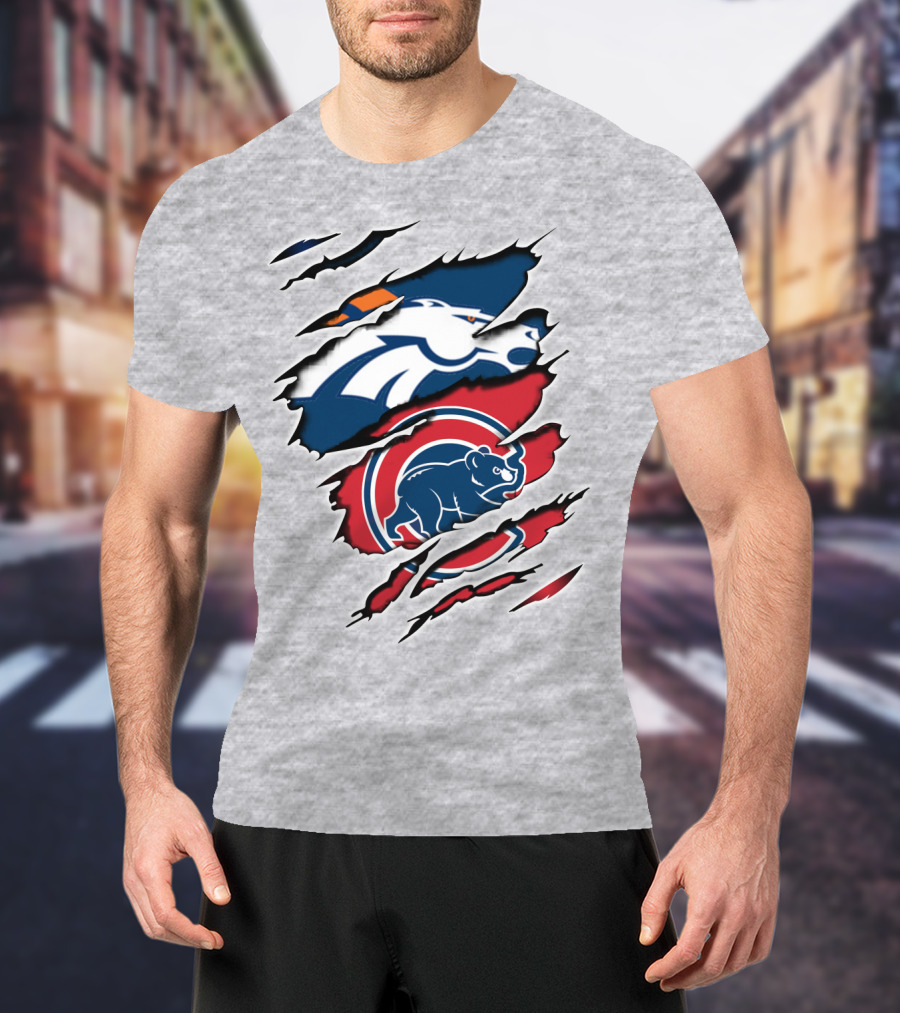 Broncos Cubs Scratching Logos Fusion T-Shirt