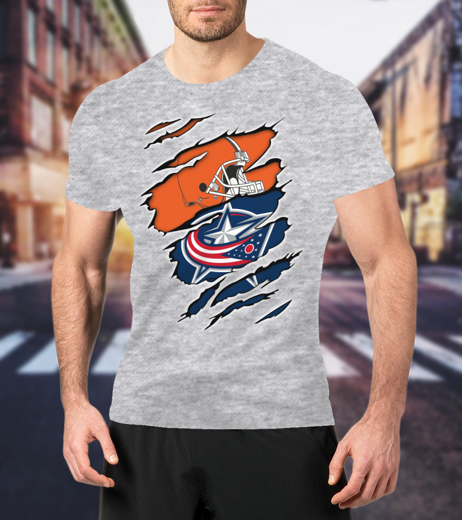 Cleveland Browns Columbus Blue Jackets Crossover T-Shirt