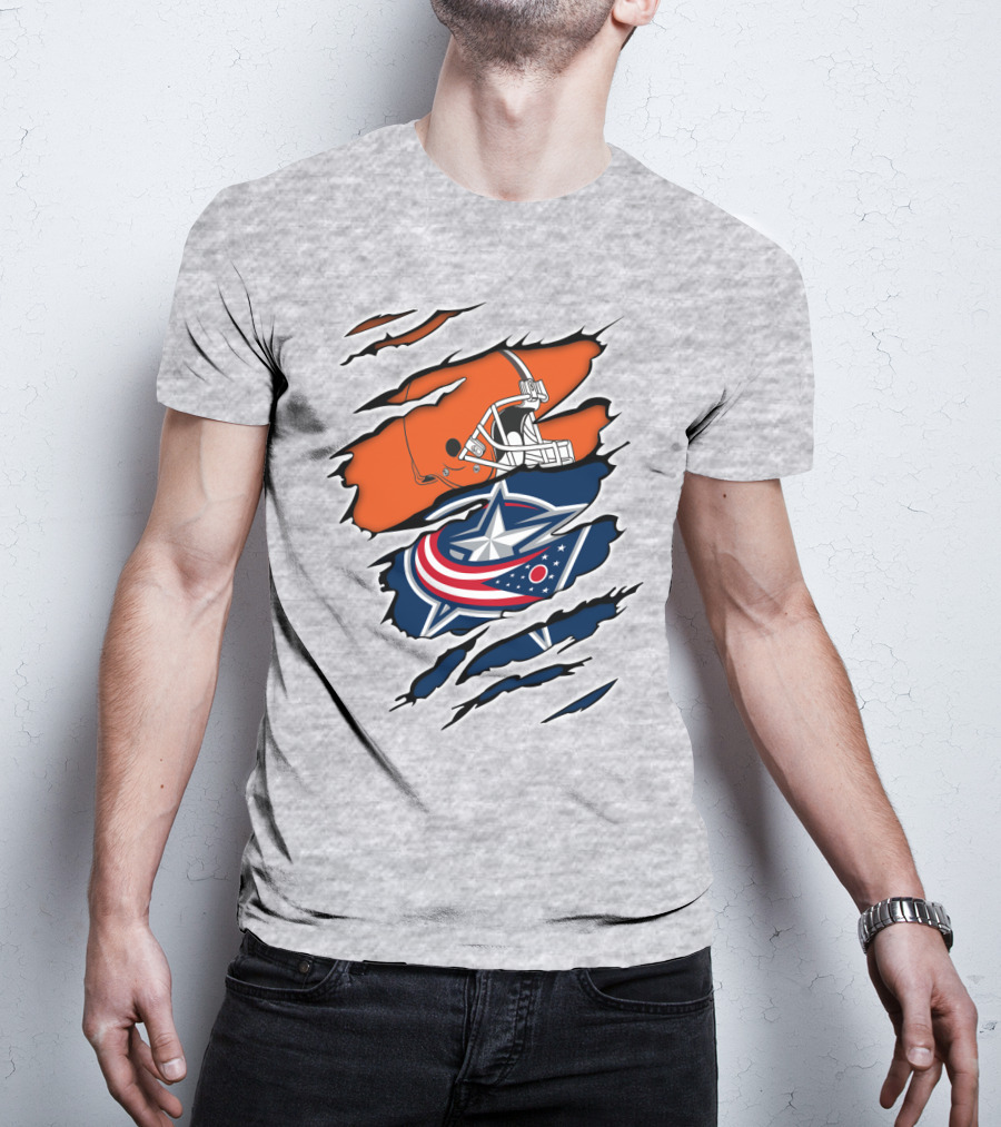 Cleveland Browns Columbus Blue Jackets Crossover T-Shirt