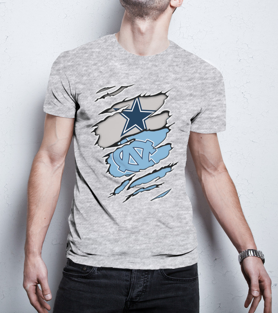 Dallas Cowboys UNC Tar Heels Rip Claw Marks T-Shirt