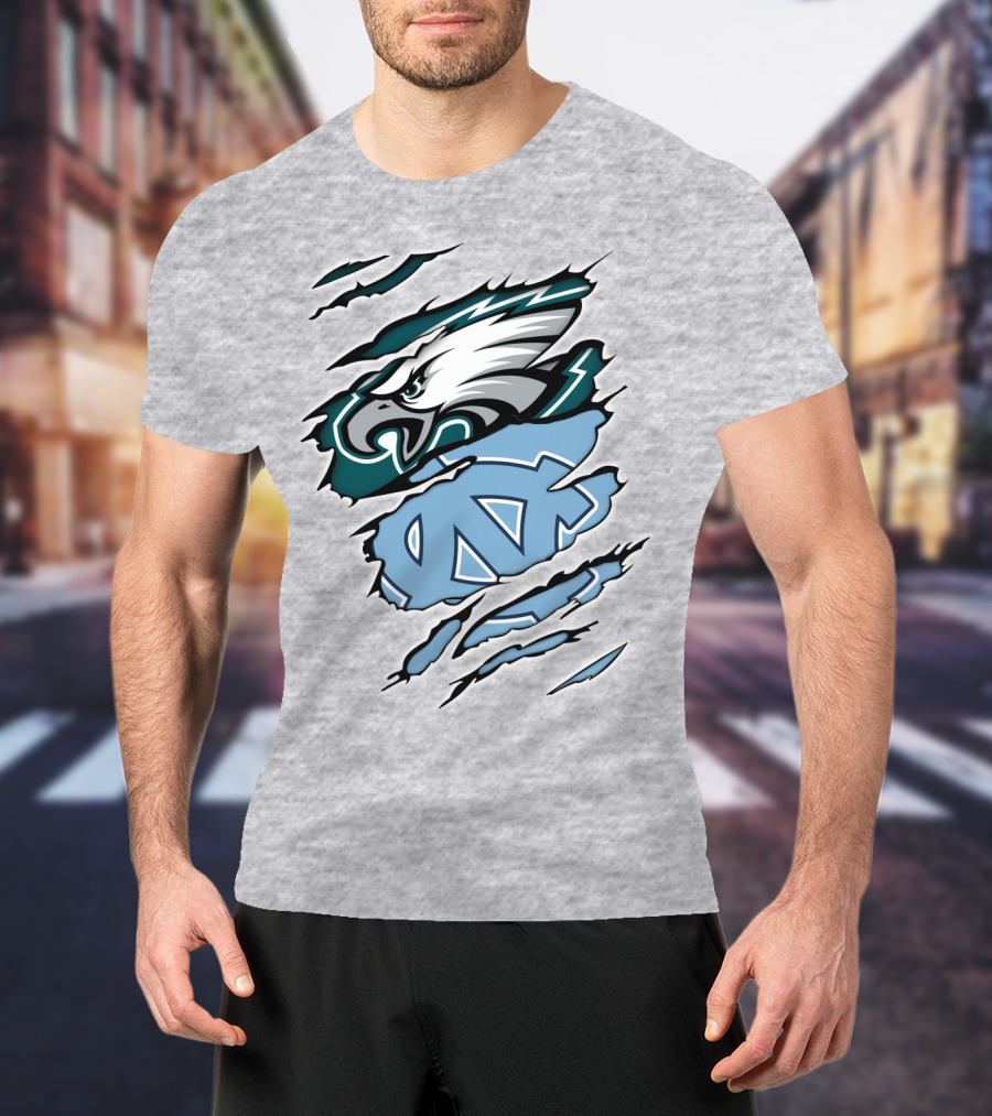 Philadelphia Eagles North Carolina Tar Heels Logo Fusion T-Shirt