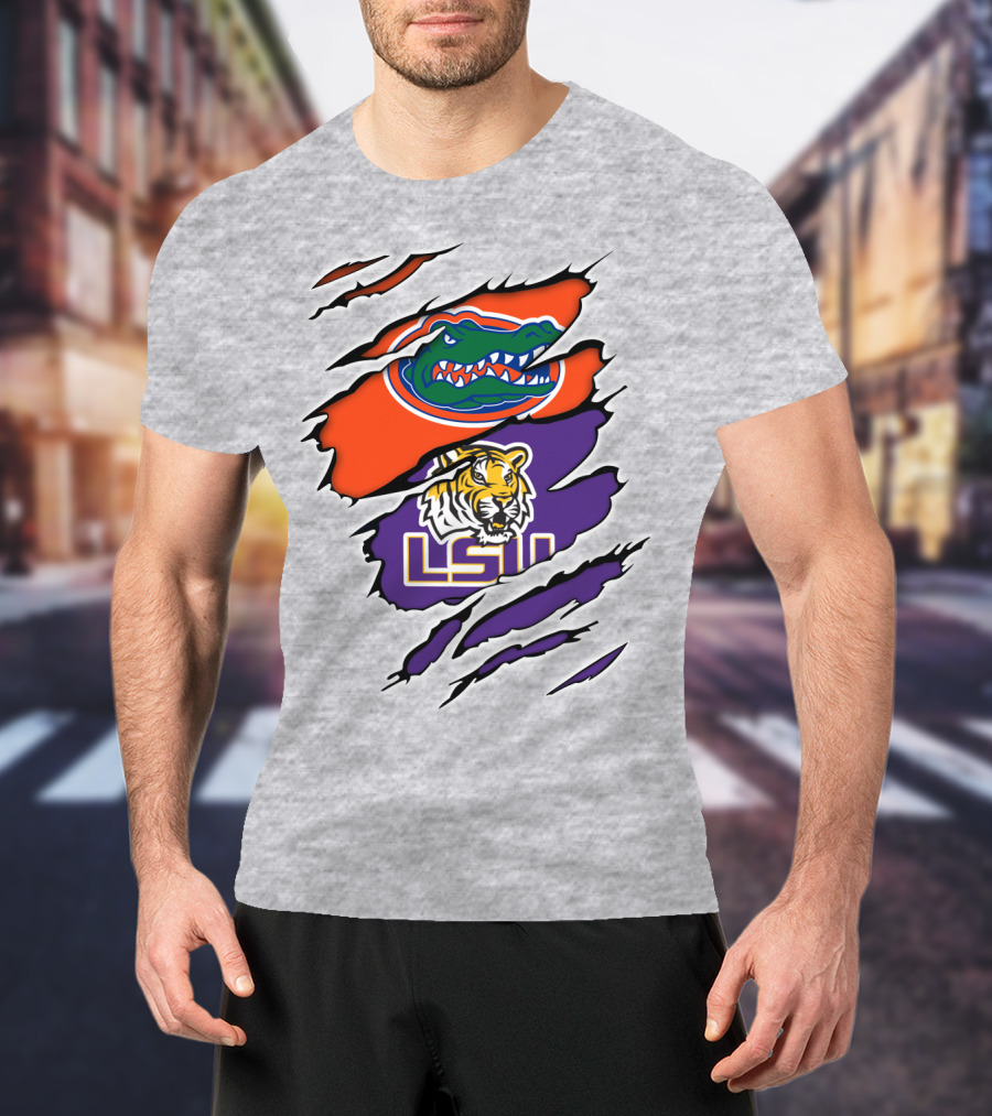 Florida Gators LSU Tigers Rivalry Claw Marks T-Shirt