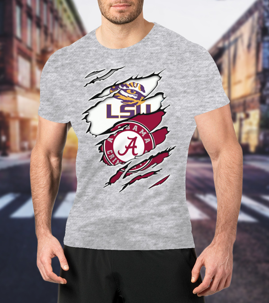LSU Tigers Alabama Crimson Tide Rivalry Claw Marks T-Shirt