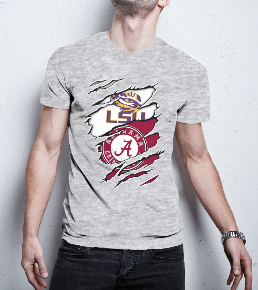 LSU Tigers Alabama Crimson Tide Rivalry Claw Marks T-Shirt