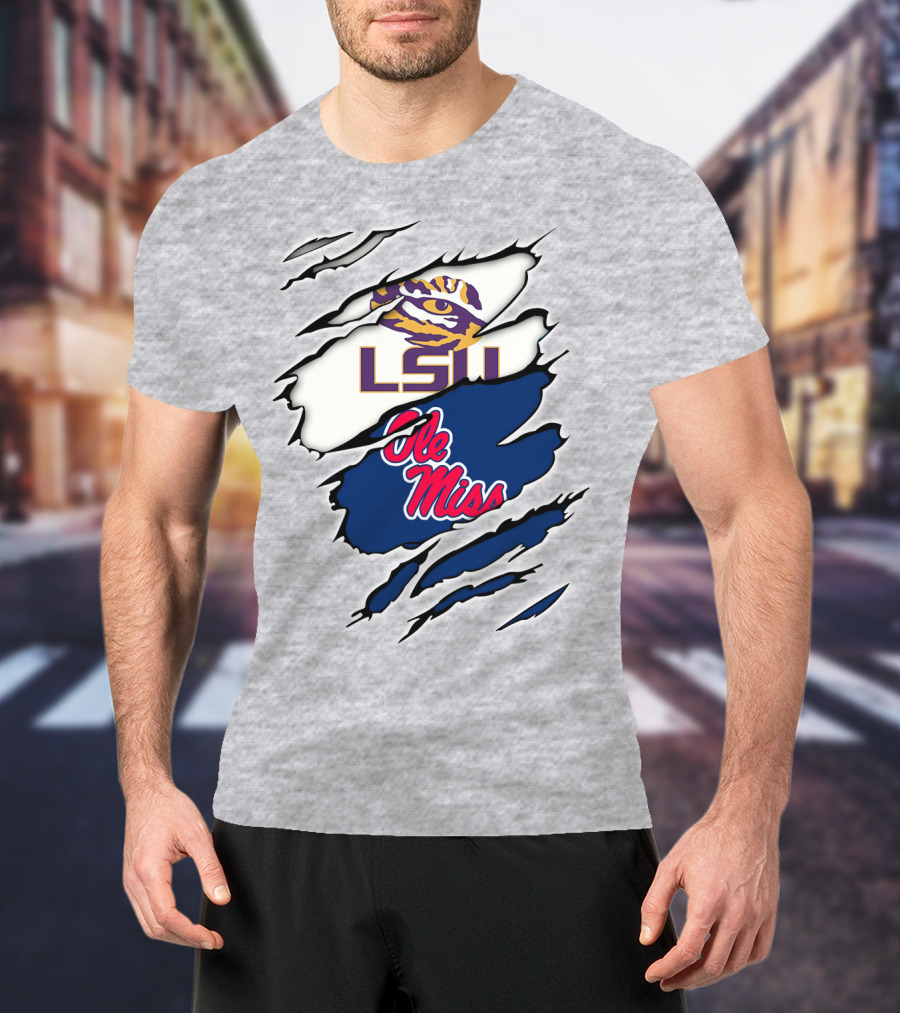 LSU Tigers Ole Miss Rebels Splattered Team T-Shirt
