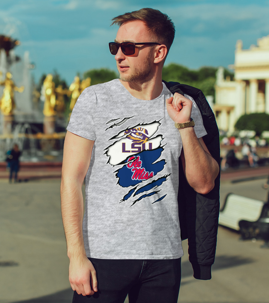 LSU Tigers Ole Miss Rebels Splattered Team T-Shirt