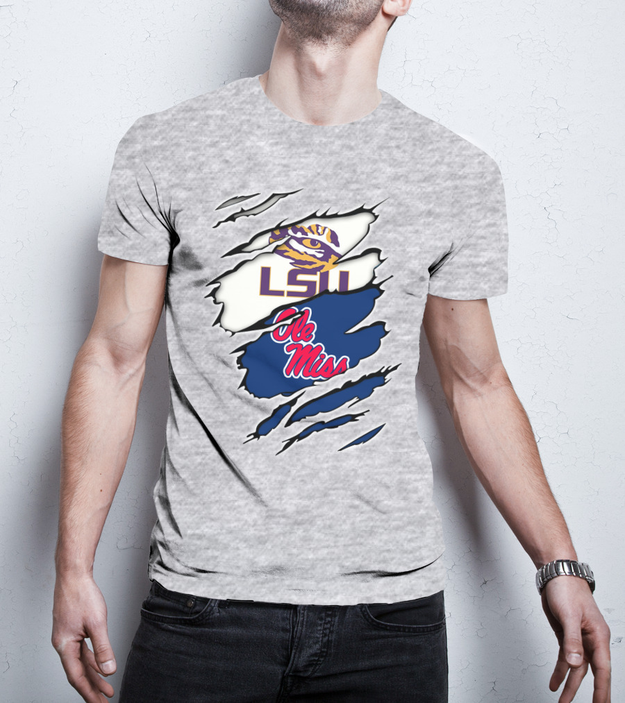 LSU Tigers Ole Miss Rebels Splattered Team T-Shirt