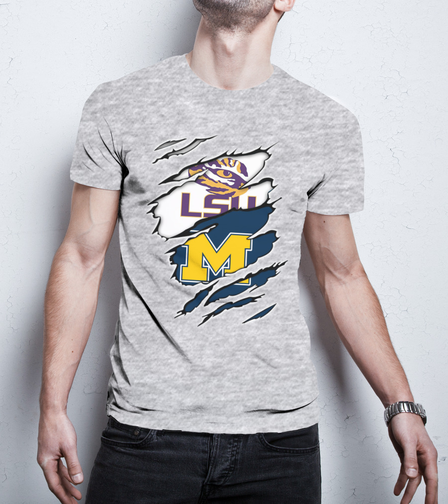 LSU Tigers Michigan Wolverines Claw Logo Mashup T-Shirt