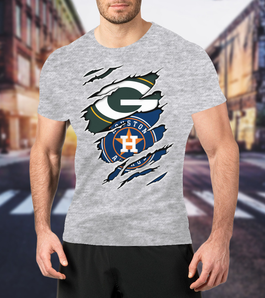 Green Bay Packers Houston Astros Claw Marks T-Shirt