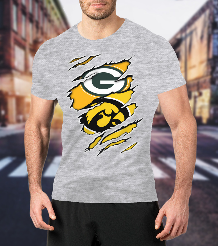 Packers Hawkeyes Logo Crossover Claw Marks T-Shirt