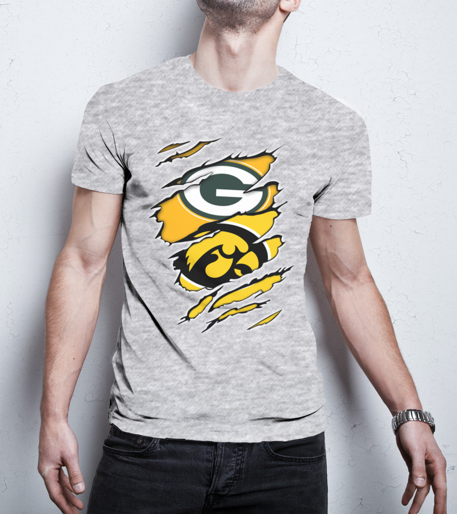Packers Hawkeyes Logo Crossover Claw Marks T-Shirt