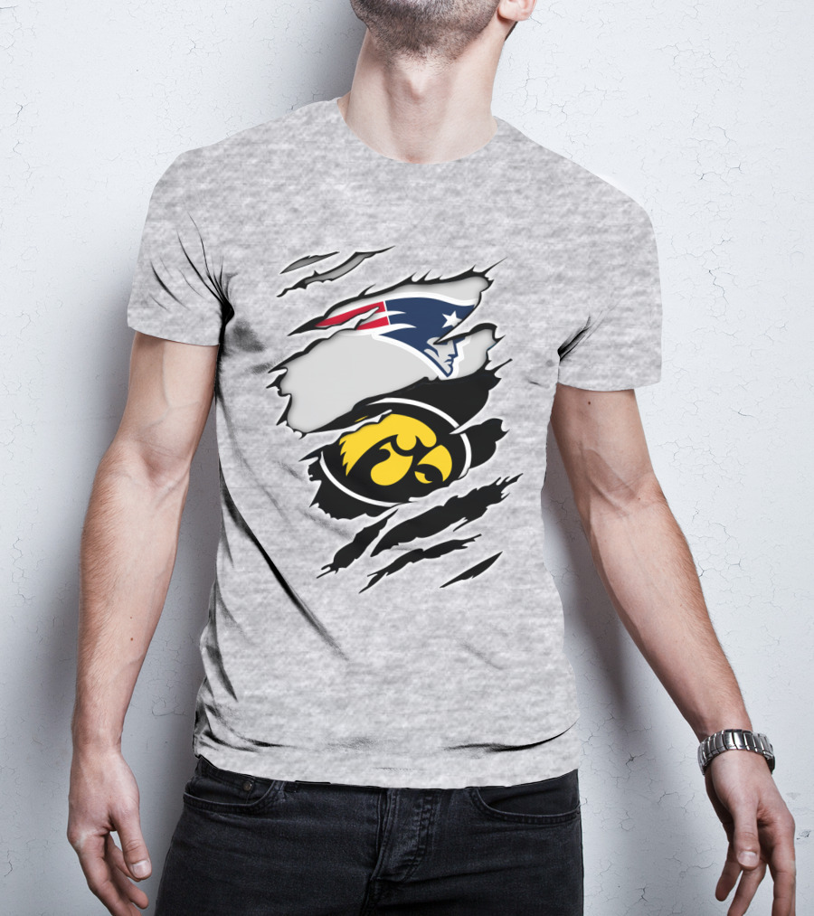 Patriots And Hawkeyes Logos With Torn Effect T-Shirt
