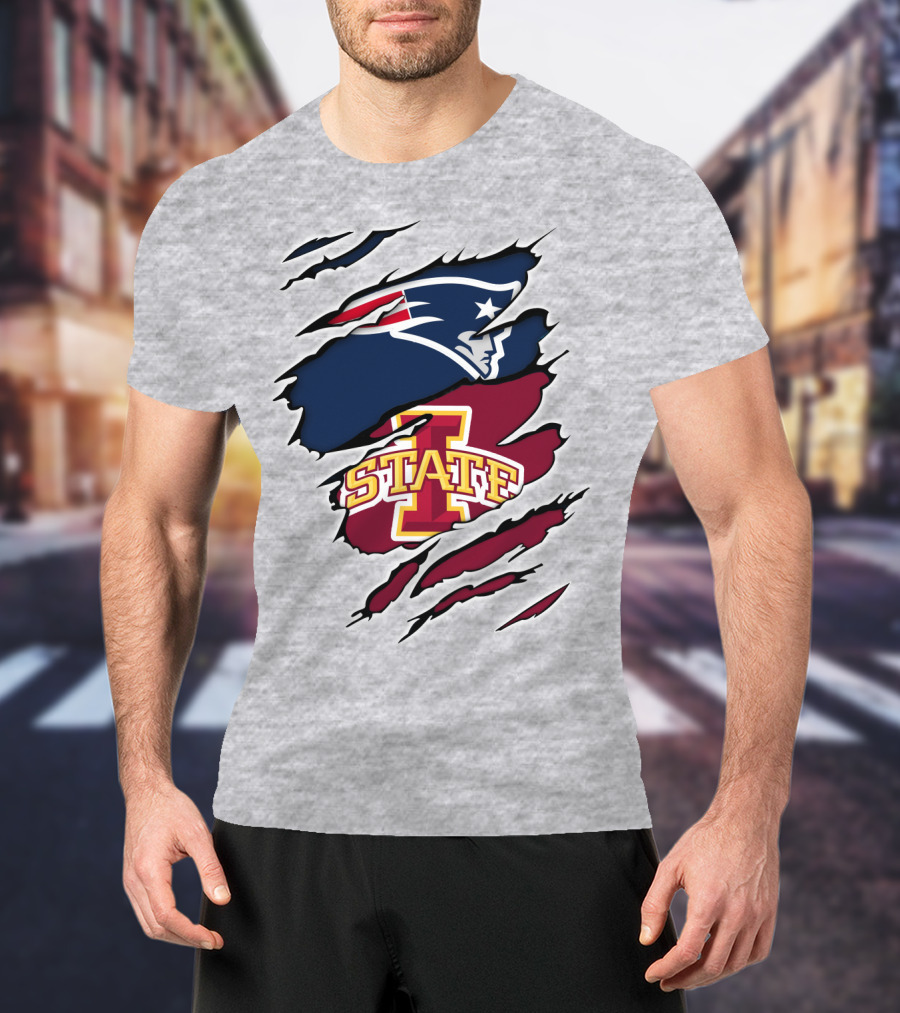 Patriots Logo Claw Marks With Iowa State Cyclones T-Shirt