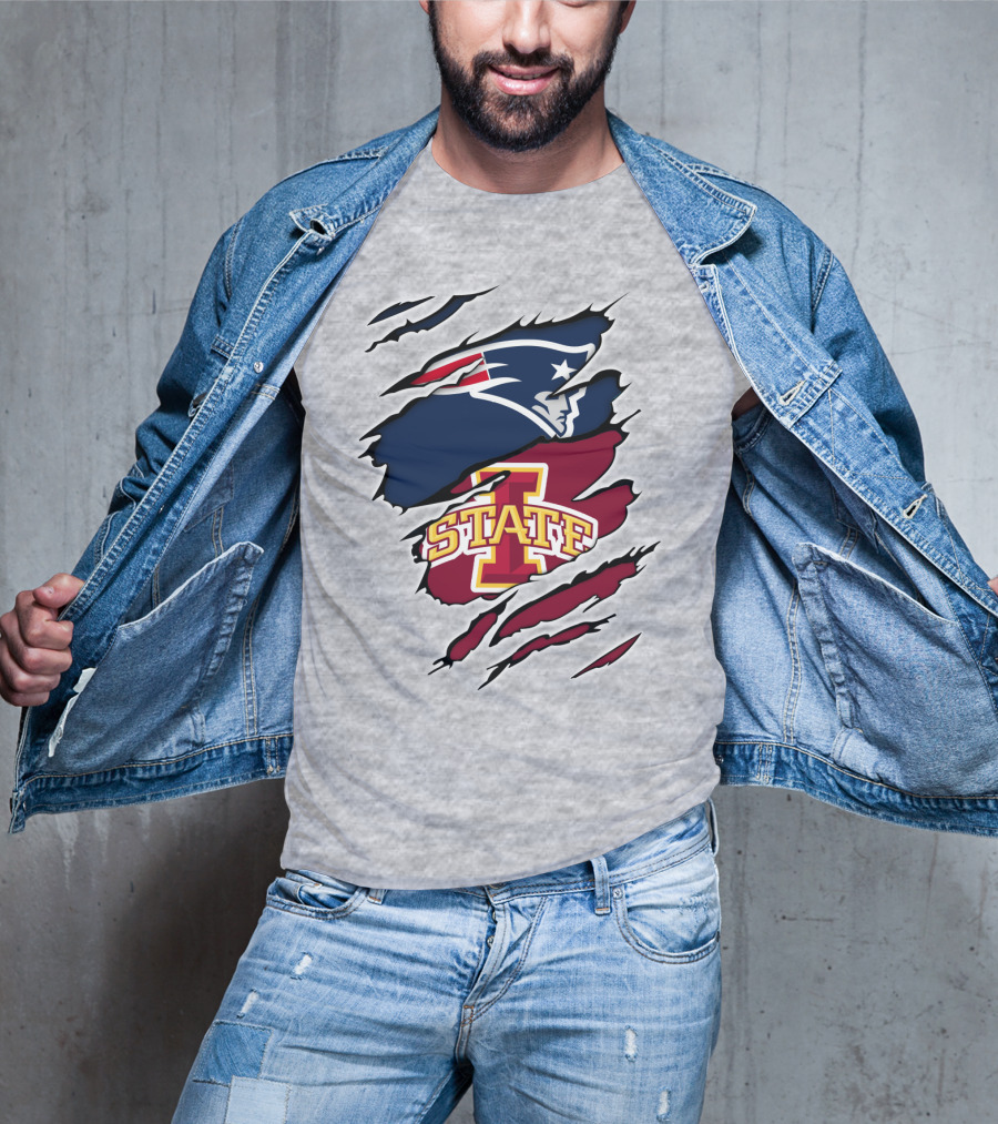 Patriots Logo Claw Marks With Iowa State Cyclones T-Shirt