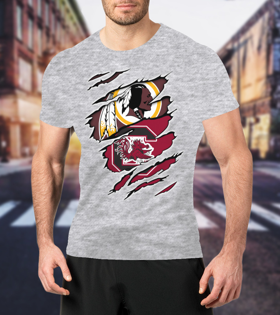 Redskins Gamecocks Logo Mashup T-Shirt